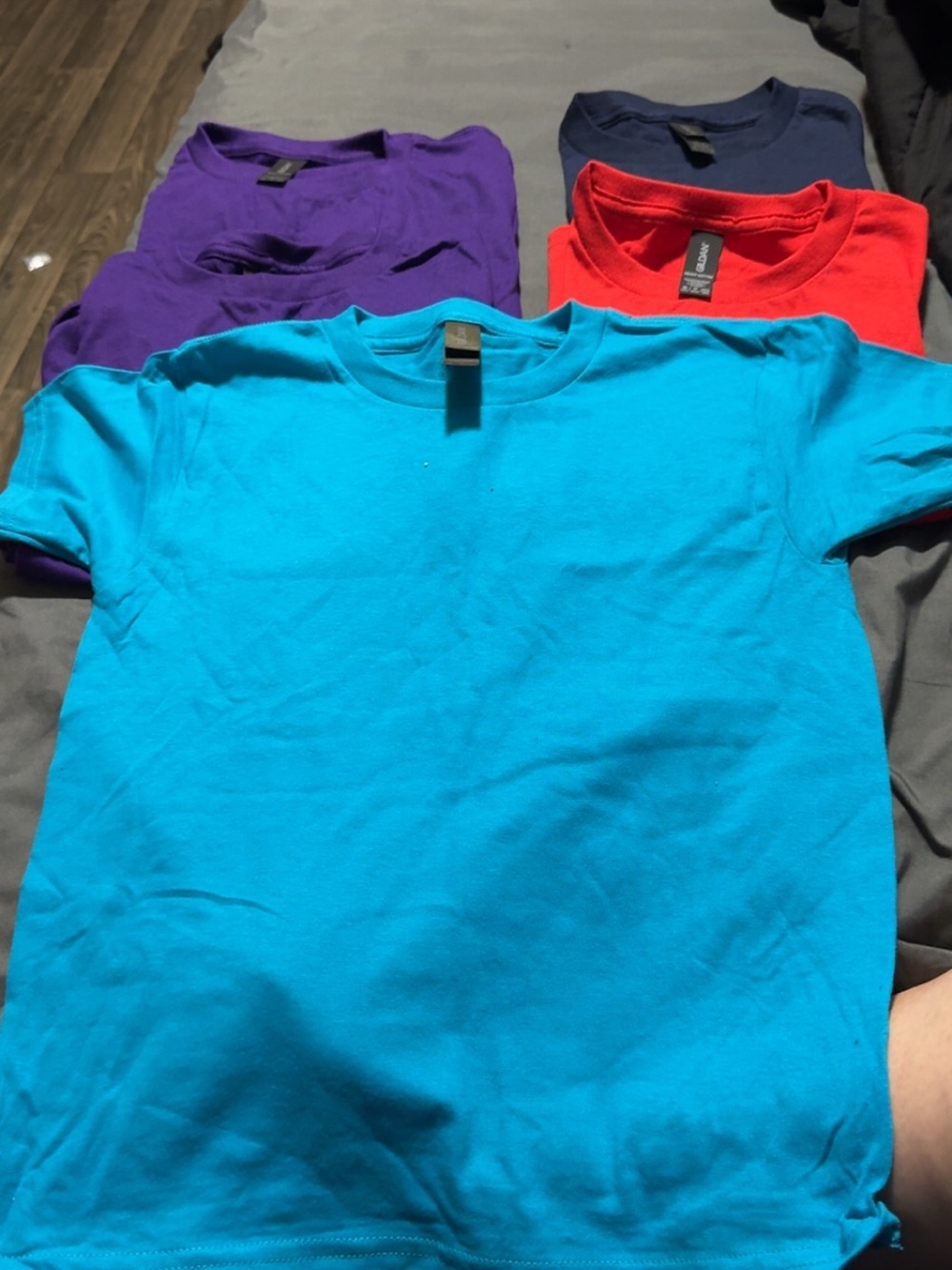 Kids Crew Neck T-Shirt - Turquoise, Purple, Red, Navy